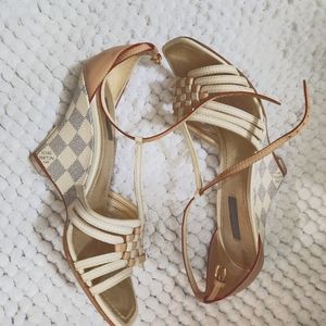 Louis Vuitton Damier Azur Canvas wedge sandal